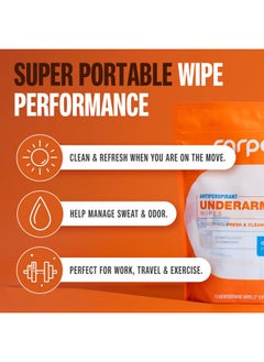 Carpe Carpe Antiperspirant Underarm Wipes for Sweat Blocking, Deodorizing, and Cleansing When You’re On the Move - 15 Residue Free, Individually Wrapped Wipes - Clean and Refreshing Scent  - Image 2