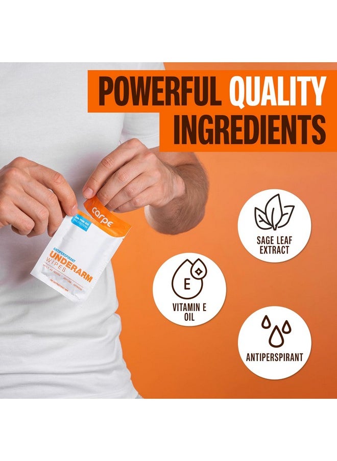 Carpe - Carpe Antiperspirant Underarm Wipes for Sweat Blocking, Deodorizing, and Cleansing When You’re On the Move - 15 Residue Free, Individually Wrapped Wipes - Clean and Refreshing Scent - Image 1
