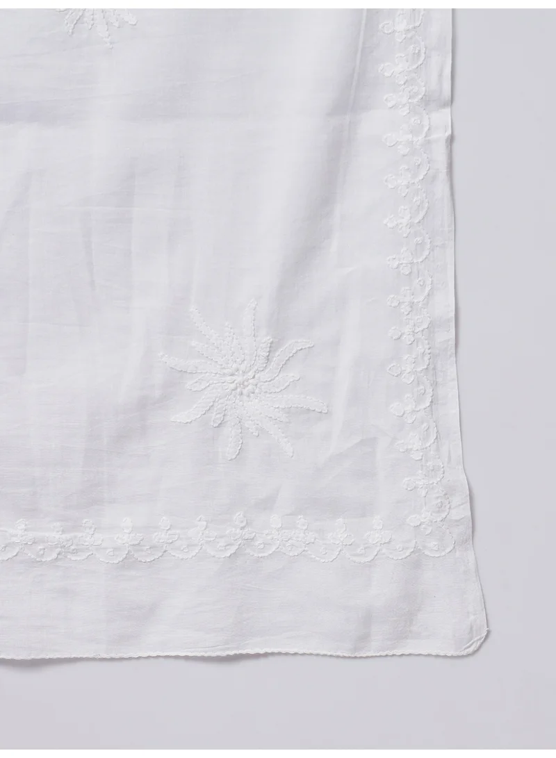 Alaya Hand Embroidered Chikankari Cotton  Dupatta-AL3574