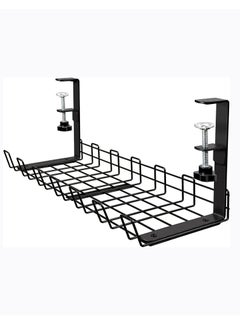 Arabest Under Desk Cable Management Tray, Upgraded Wire Management No Drill No Screws, Cable Tray with Clamp for Desk Wire Management, Computer Cable Rack for Office, Home - No Damage to Desk Black  - Image 1