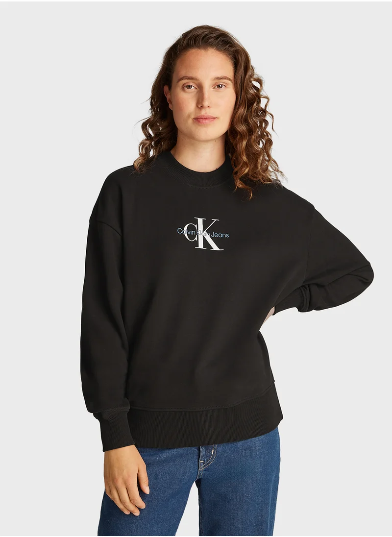 كالفن كلاين جينز Textured Monologo Crewneck