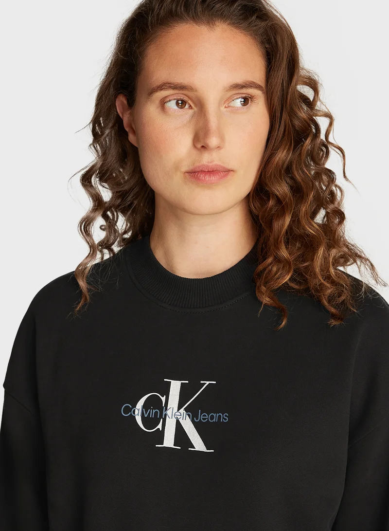 كالفن كلاين جينز Textured Monologo Crewneck