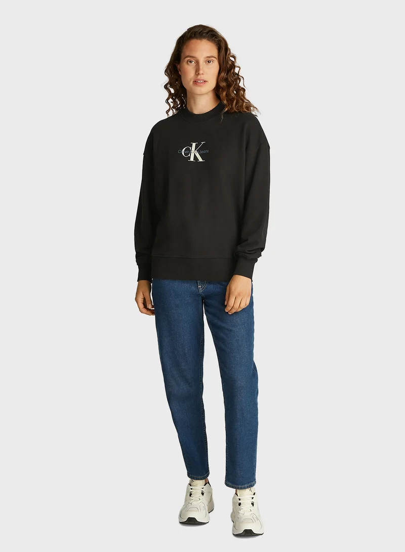 كالفن كلاين جينز Textured Monologo Crewneck