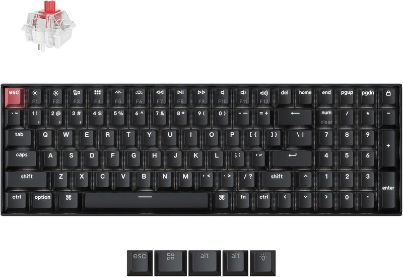 Keychron K4 96% Layout QMK Wireless and Wired Options Mechanical Keyboard Super Red Switch, Paired with Shine-Through Double-Shot PBT Keycaps for Mac Windows-Version 3 - Image 1
