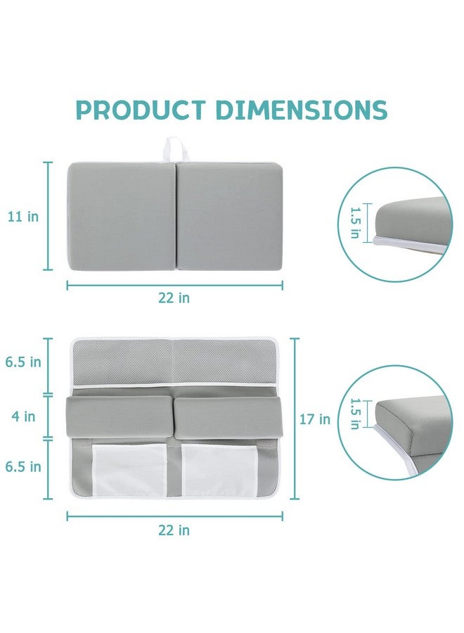 Beyoung Baby Bath Kneeler and Elbow Kneeling Rest Pad Set, Thickened Bathtub Kneeler Pad with Memory Foam and Bath Toys Organizer, Ideal Bath Kneeling Pad for Bathing Baby,Grey - Image 1
