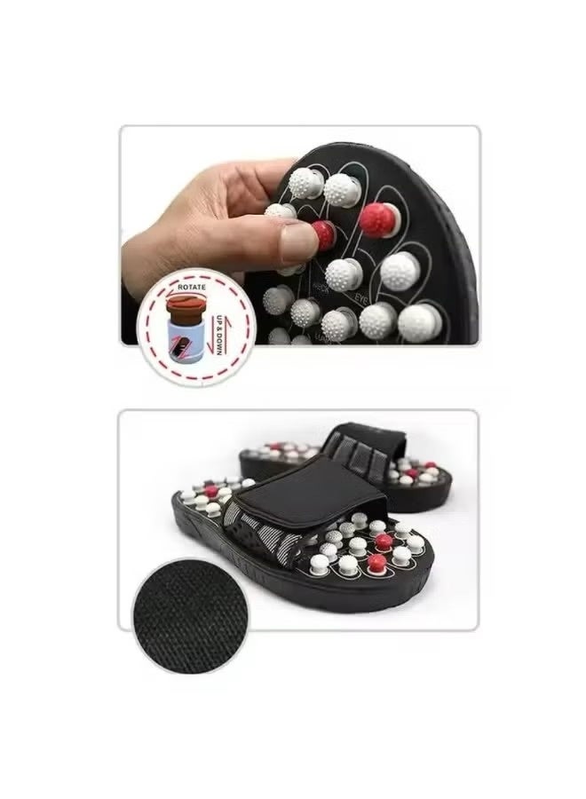 Black Reflexology Foot Massage Slippers with Adjustable Strap and Detachable Acupressure Nodes, Size M - Image 4