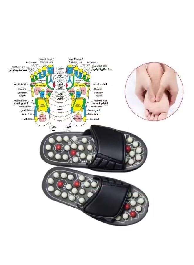 Black Reflexology Foot Massage Slippers with Adjustable Strap and Detachable Acupressure Nodes, Size M - Image 2