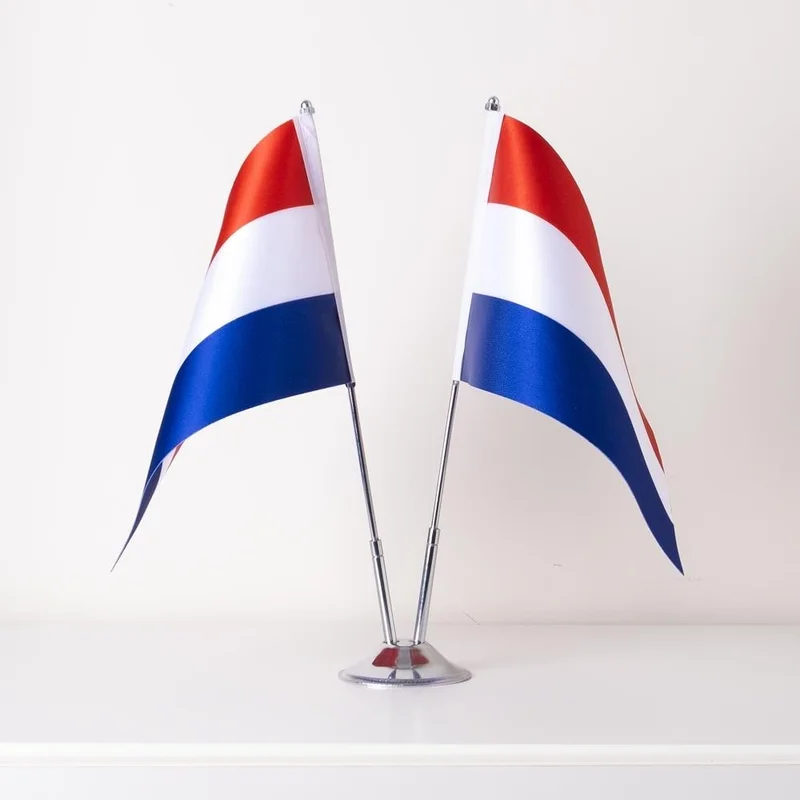 ZC Bayrak Zc Flag Netherlands Set of 2 Table Flag Satin Fabric Digital Printing 15x22,5 cm