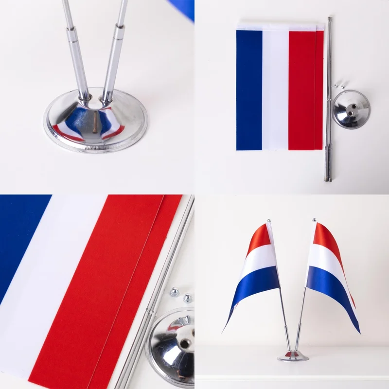 ZC Bayrak Zc Flag Netherlands Set of 2 Table Flag Satin Fabric Digital Printing 15x22,5 cm