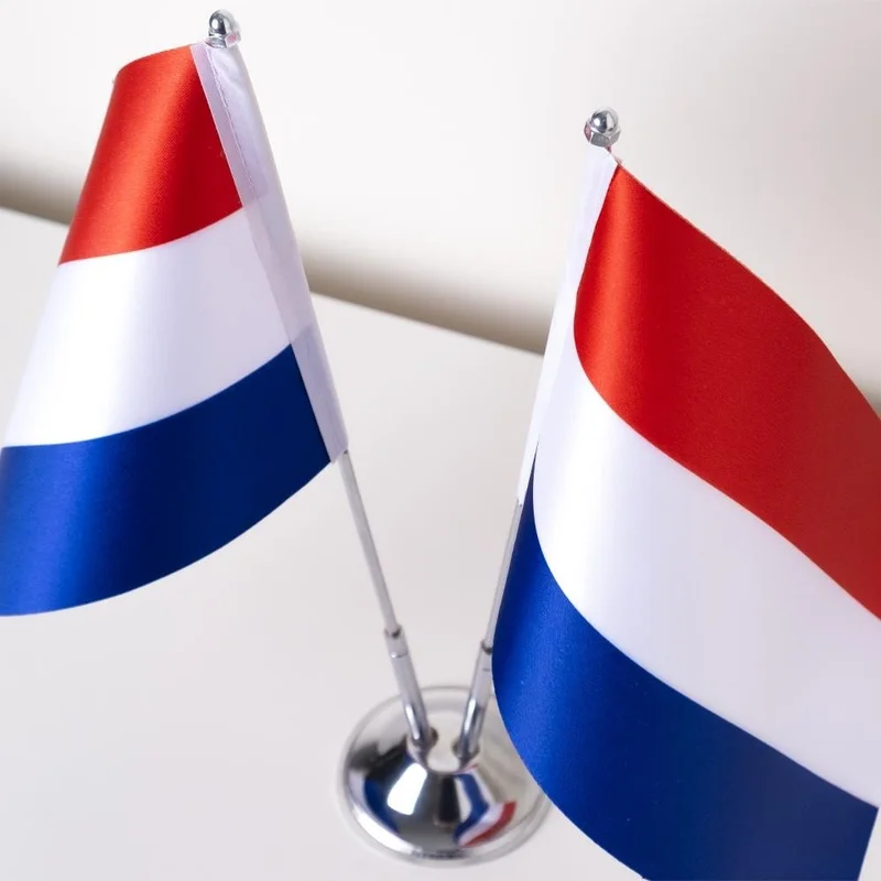 ZC Bayrak Zc Flag Netherlands Set of 2 Table Flag Satin Fabric Digital Printing 15x22,5 cm