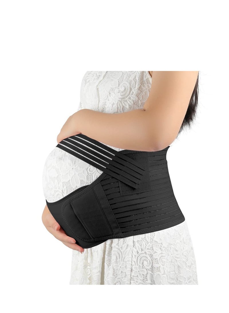 Maternity Abdominal Support Belt Belly Back Bump Brace Strap Black - Image 1
