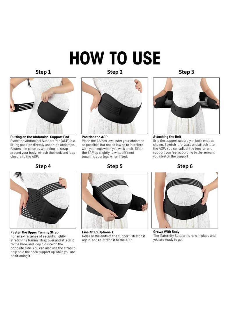 Maternity Abdominal Support Belt Belly Back Bump Brace Strap Black - Image 4