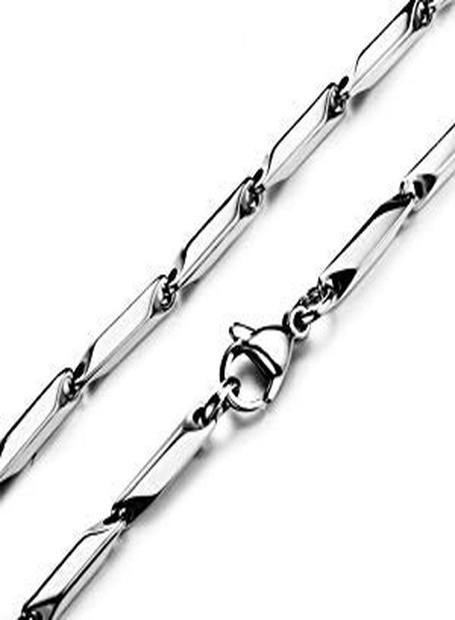 MEENAZ chain for men stylish girls women unisex Men Jewellery Valentine Silver Chain for boys Necklace for Men Husband Boyfriend Gents Mens Chains for Pendants platinum stainless steel neck (SILVER) - Image 2