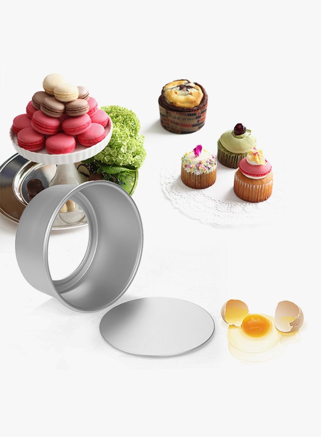 ANSELF 5-Piece Cake Mould With Removable Bottom Silver 6.4x4 , 11.2x4.5 , 14x4.5 , 16.3x7.5 , 21.8x8cm - Image 4