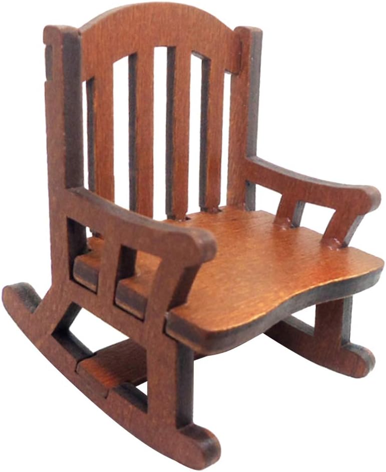 klarako 2 Pieces 1/12 Dollhouse Miniature Furniture Wooden Rocking Model Decor - Image 4