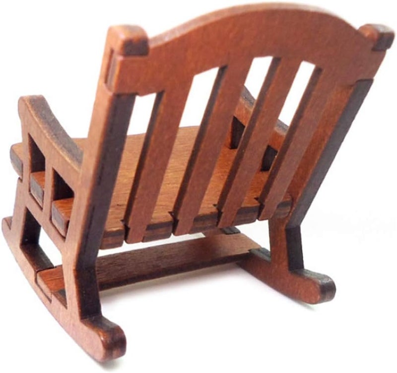 klarako 2 Pieces 1/12 Dollhouse Miniature Furniture Wooden Rocking Model Decor - Image 5