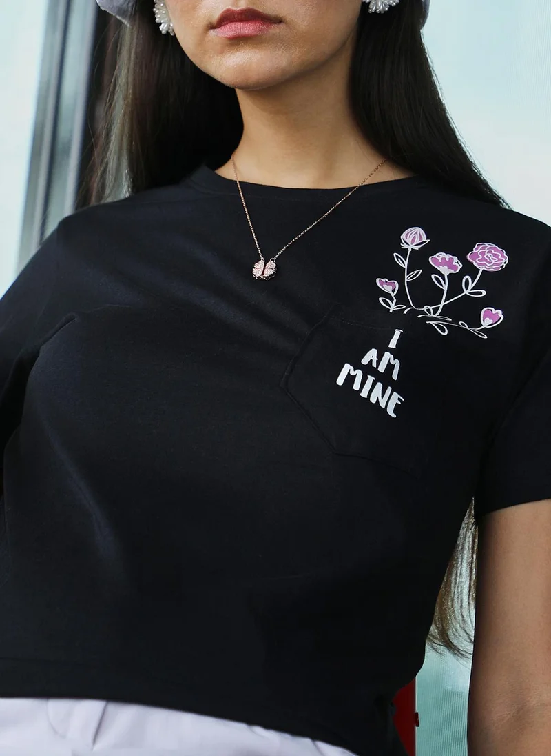 PINACOLADA Women's Jet Black I Am Mine Top
