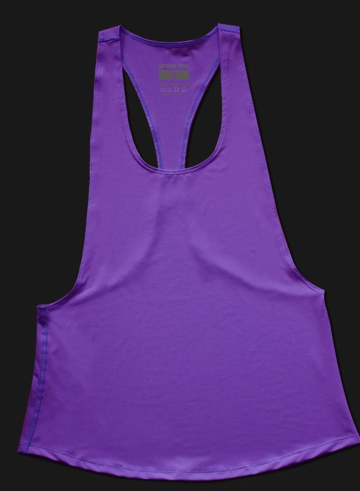 Loquat Sports Fitness Quick Drying Large Low Neck T-Shaped Sleeveless Vest Purple