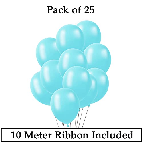 AMFIN® (Pack of 25) 10 inch Metallic Balloons Blue for Birthday Decoration, Decoration for Weddings, Engagement, Anniversary - Aqua Blue - Image 2
