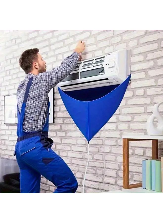 Blue Anti Mold Air Conditioner Cover No Electricity Needed Detachable Cloth Protector Moistureproof Design Compatible With Most AC Units Prevents Mold Enhances Indoor Decor Easy Installation Home Office Apartment Modern Aircon Cover Durable Fabric Home Maintenance Sleek Design - Image 1
