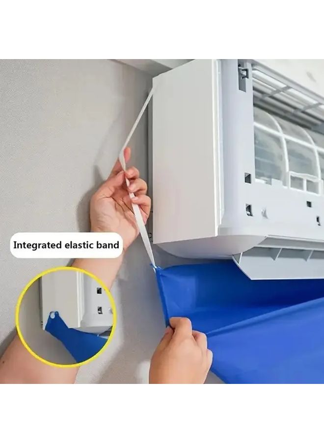 Blue Anti Mold Air Conditioner Cover No Electricity Needed Detachable Cloth Protector Moistureproof Design Compatible With Most AC Units Prevents Mold Enhances Indoor Decor Easy Installation Home Office Apartment Modern Aircon Cover Durable Fabric Home Maintenance Sleek Design - Image 4