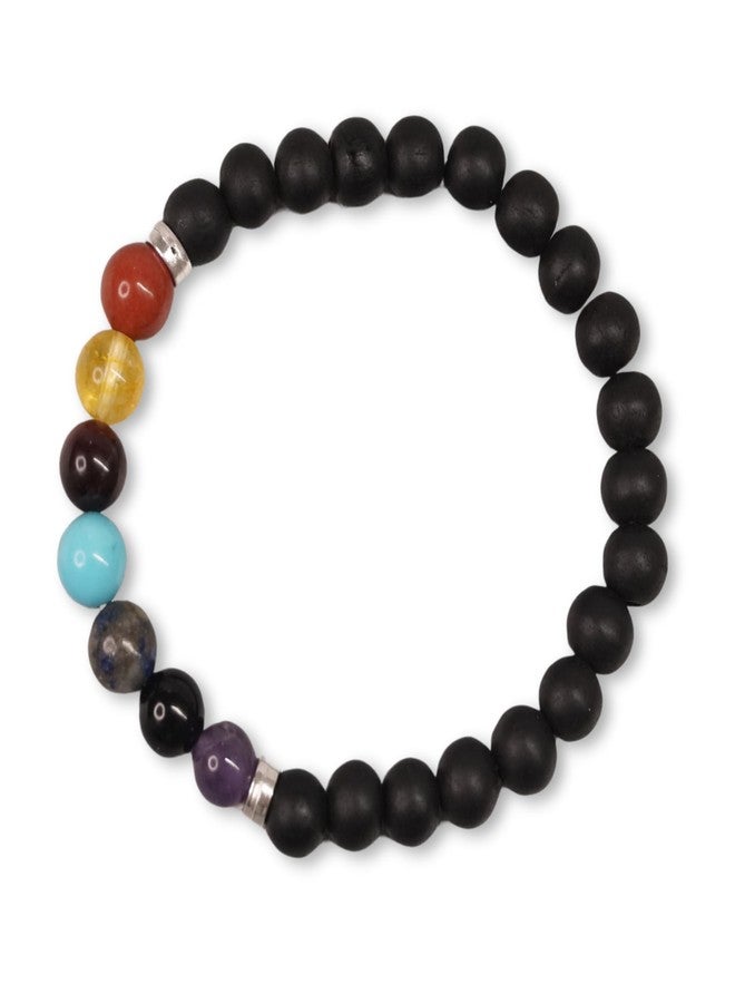 Japam Karungali x Seven Chakra Band - Natural Ebony Wood – 4 Inches Diameter - Image 1