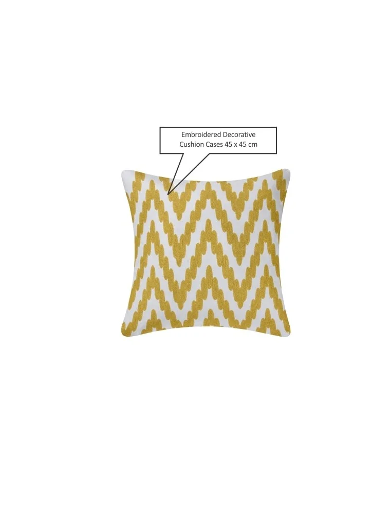 Donetella Decorative Embroidered Cushion Cover Yellow/white 45x45Cm (Without Filler)