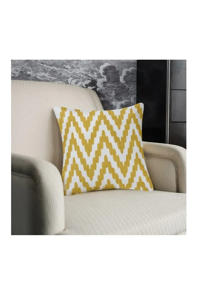 دوناتيلا غطاء وسادة مطرزة ديكور الأصفر/الأبيض 45 × 45 سم (بدون حشو)