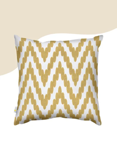 Donetella Decorative Embroidered Cushion Cover Yellow/white 45x45Cm (Without Filler)