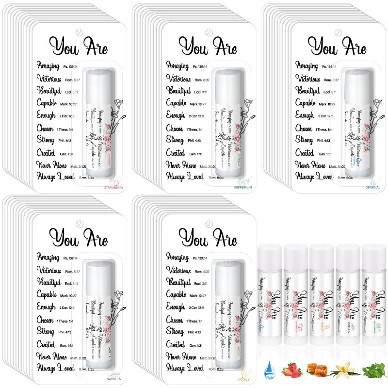 Sacubee 25 Pack Christian Gifts Bulk for Women Men Religious Lip Balms Bulk Church Party Favors Christmas Party Gifts Stocking Stuffers Bible Verse Study Supplies for Employee Staff Coworkers - Image 1