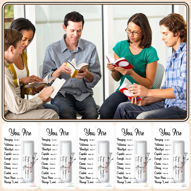 Sacubee 25 Pack Christian Gifts Bulk for Women Men Religious Lip Balms Bulk Church Party Favors Christmas Party Gifts Stocking Stuffers Bible Verse Study Supplies for Employee Staff Coworkers - Image 4