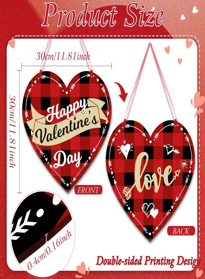 جيتك لوحة خشبية مزدوجة الجوانب على شكل قلب من جيتك، زينة لعيد الحب، لوحة جدارية على شكل قلب، لافتة معلقة على الباب أو الحائط، عيد حب سعيد لحفلات الزفاف والذكرى السنوية، 11.8 × 11.8 بوصة (أحمر وأسود) - Image 2