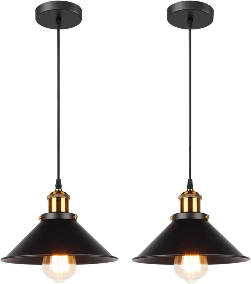 Groeien Pack of 2 | Retro Industrial Vintage Chandelier Edison Design Ceiling Light E27 Metal Pendant Light for Kitchen Dining Room Home Ceiling Pendant Lamp(Bulb not Included)(Antique, 2) - Image 1