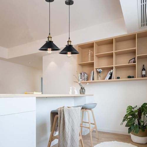 Groeien Pack of 2 | Retro Industrial Vintage Chandelier Edison Design Ceiling Light E27 Metal Pendant Light for Kitchen Dining Room Home Ceiling Pendant Lamp(Bulb not Included)(Antique, 2) - Image 3