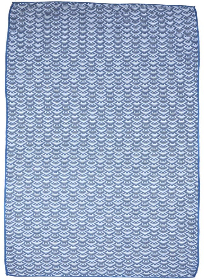 MIKURA Double Gauze Tenugui, Japanese Towel, Seigaiha (Navy) - Image 2