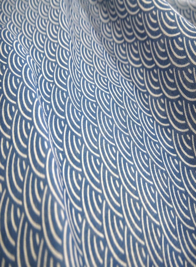 MIKURA Double Gauze Tenugui, Japanese Towel, Seigaiha (Navy) - Image 3