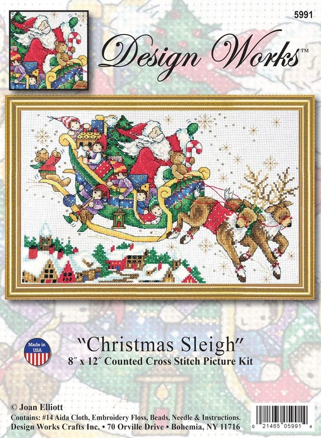 DesignWorks Ink Design Works Crafts Santa's Sleigh Counted Cross Stitch Kit, Multi - Image 2