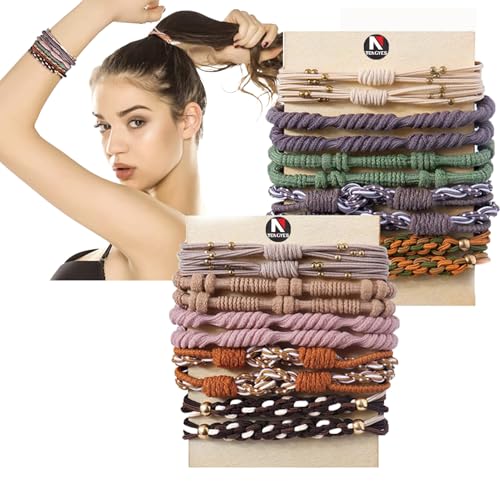 TENGYES Hair Ties for Women Girls, 20 Pcs Boho Dual-Use Bracelets and Hair Tie for Thick Hair/Pony Tails, No Damage No Crease Elastics Hair Rubber Bands Ponytail Holders (Cute) - Image 1