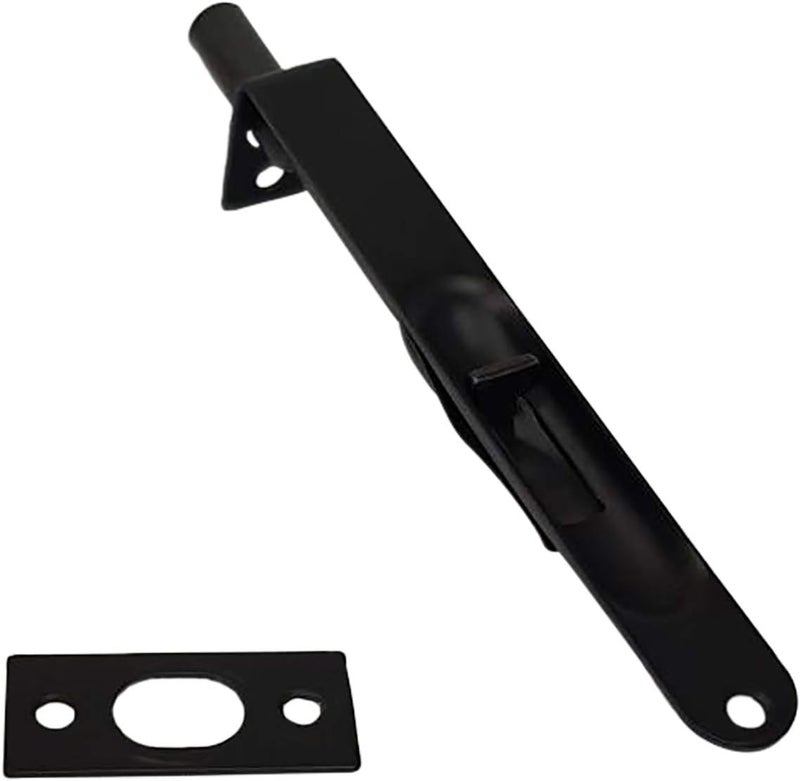 QCAA Solid Brass Flush Bolt, 6", Solid Brass, Round, Matte Black, Made in Taiwan, 1 Pack - Image 1