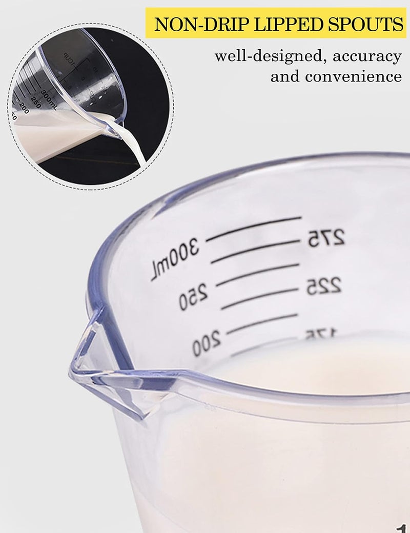 BINGBING Measuring Cups Set, Liquid Measuring Cups For 3 For Kitchen - BPA Free Plastic Set with Spout Multiple Measurement Scales (Clear) - Image 5