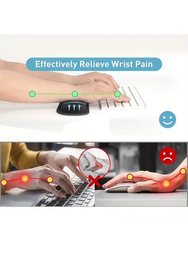 Black Memory Foam Keyboard Wrist Rest Pad 2pcs Set For Pain Relief Typing - Image 5