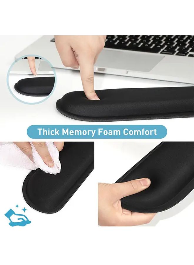 Black Memory Foam Keyboard Wrist Rest Pad 2pcs Set For Pain Relief Typing - Image 4