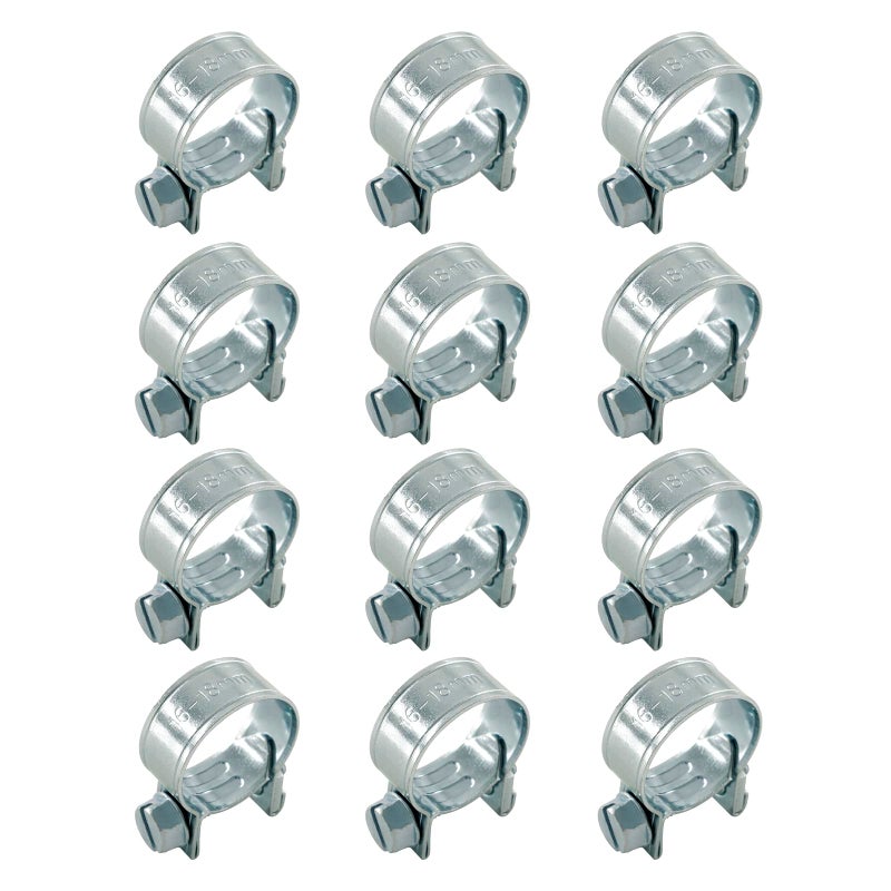 Jersvimc 12pcs Stainless Steel Gas Line Clamp1618mm Zinc Plated Mini Fuel Hose Clamp Adjustable Tube Clamp for Pipe Fuel Line