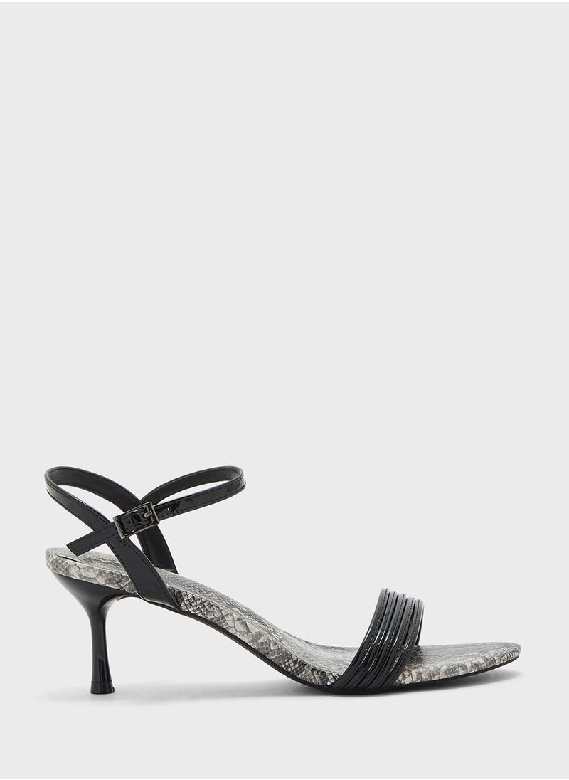 ELLA Strappy Snake Print Ankle Strap Heel Sandal  - Image 1