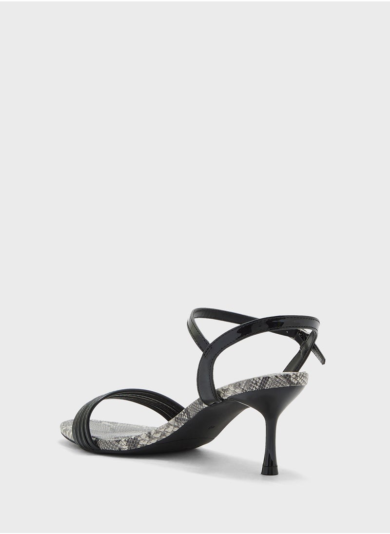 ELLA Strappy Snake Print Ankle Strap Heel Sandal  - Image 3