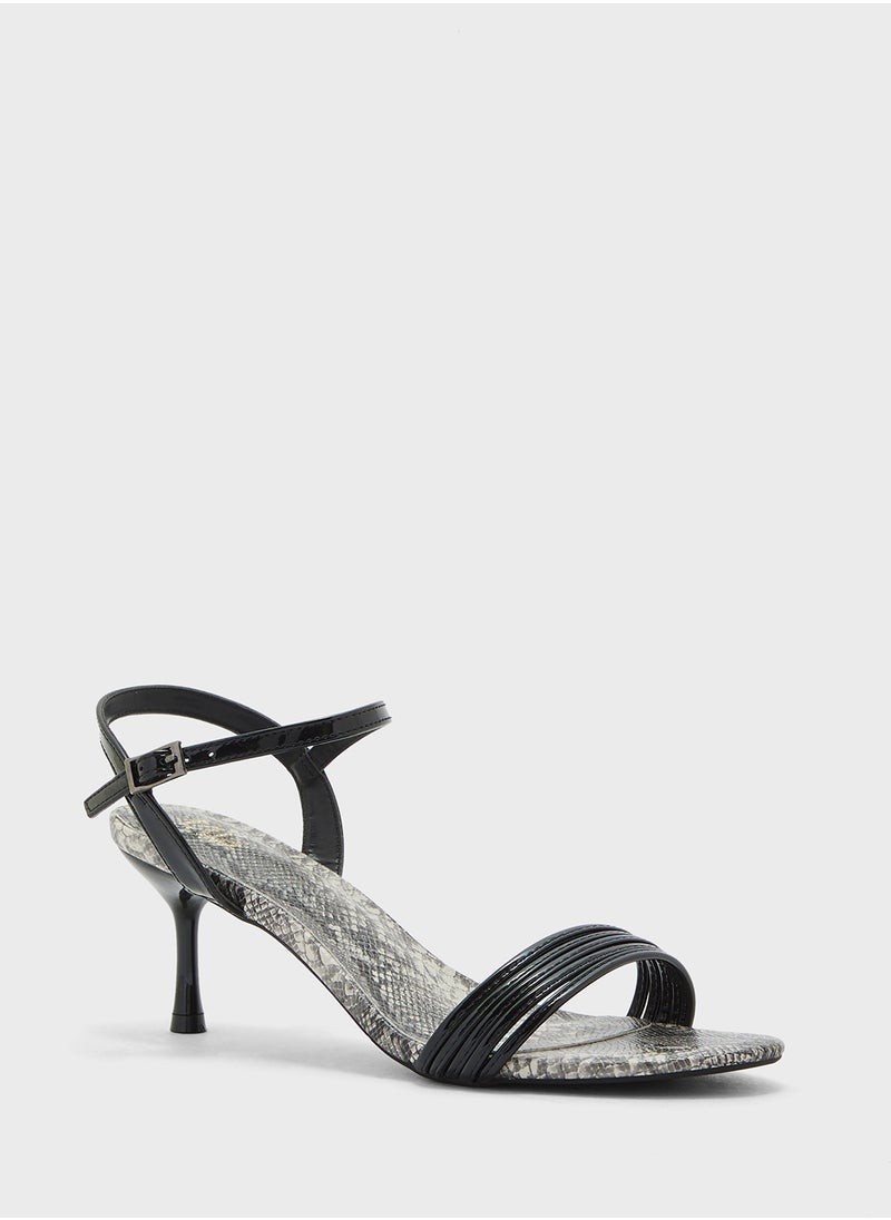 ELLA Strappy Snake Print Ankle Strap Heel Sandal  - Image 2