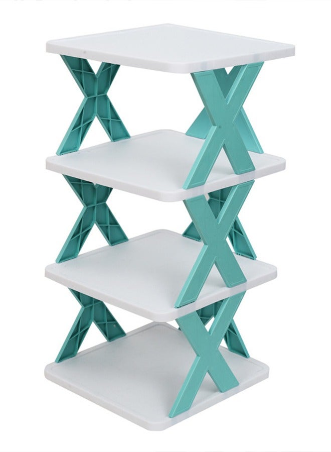 Generic Household Simple Shoe Rack, Multi-Layer Space-Saving, Dust-Proof Folding Plastic Bathroom Storage Rack, Free Installation  - Image 2