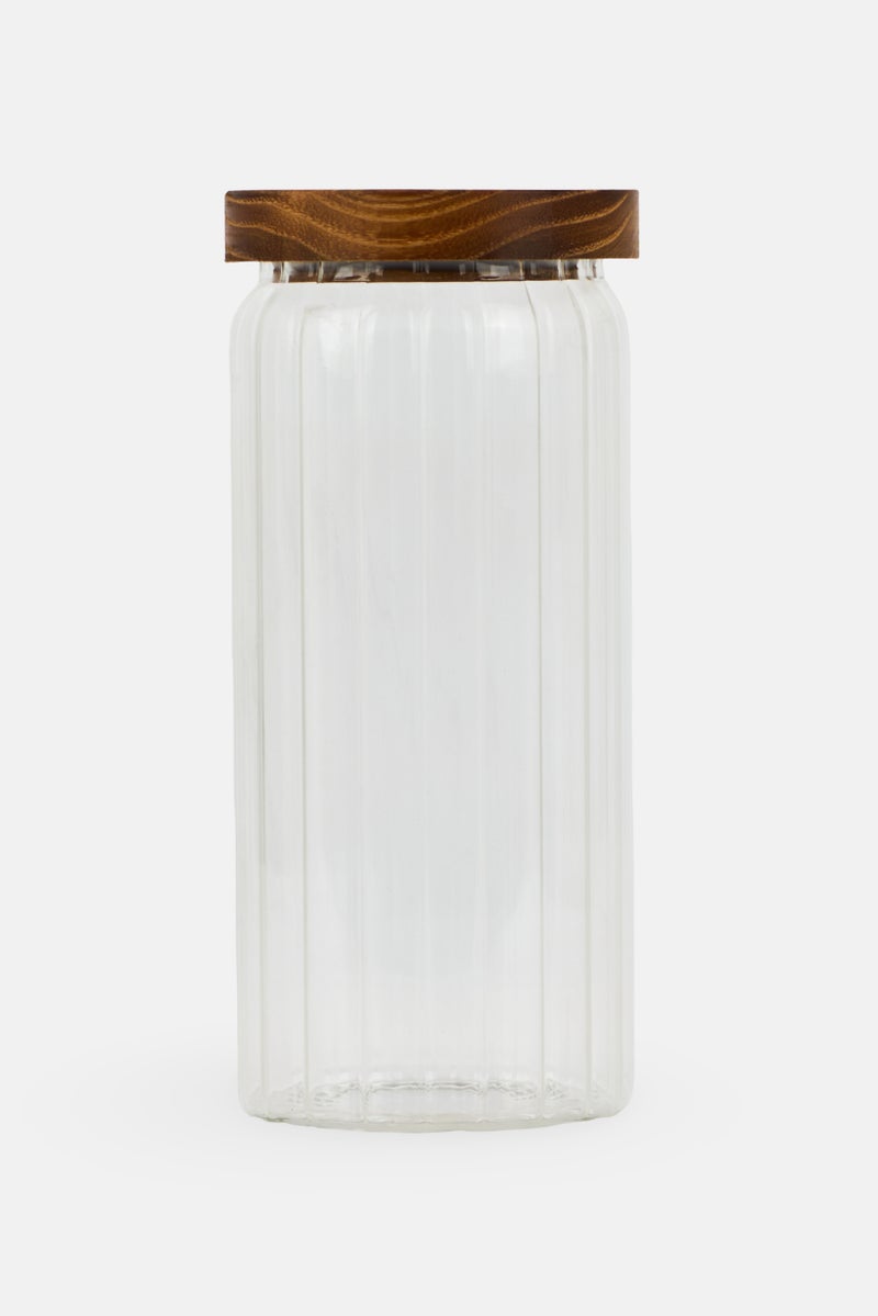 Muy Mucho Pot Glass Acacia Lid, Transparent - Image 1