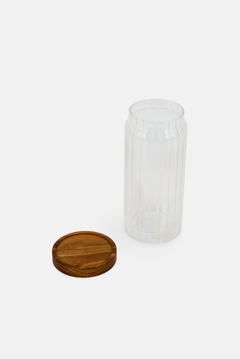 Muy Mucho Pot Glass Acacia Lid, Transparent - Image 2