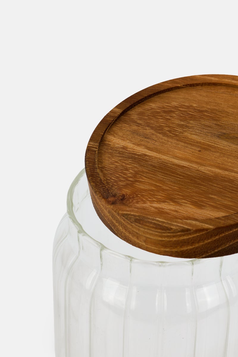 Muy Mucho Pot Glass Acacia Lid, Transparent - Image 3
